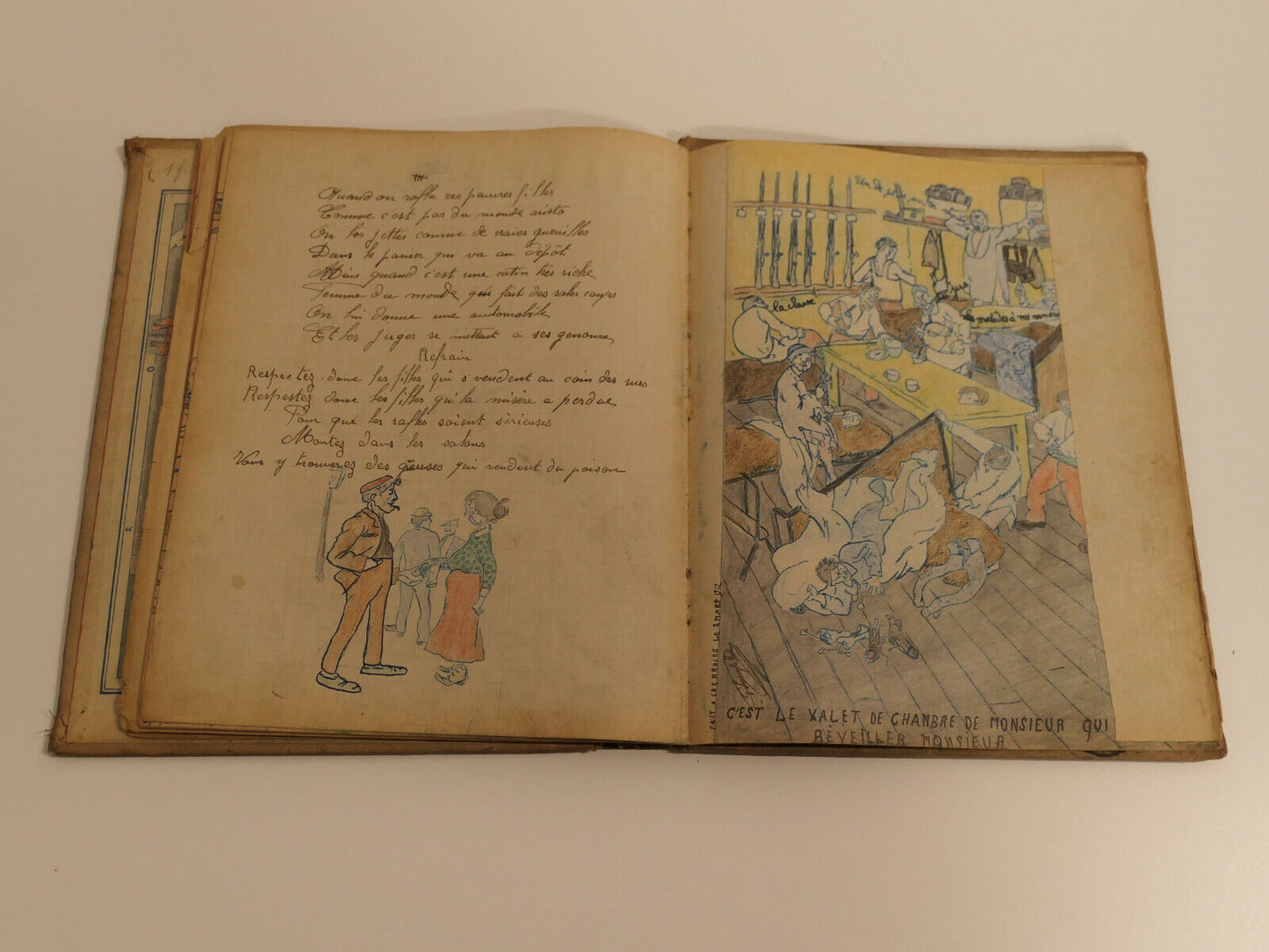 UNIQUE ANCIEN LIVRET CARNET DE CHANTS CHANSONS DESSINS SOLDAT INFANTERIE WWI