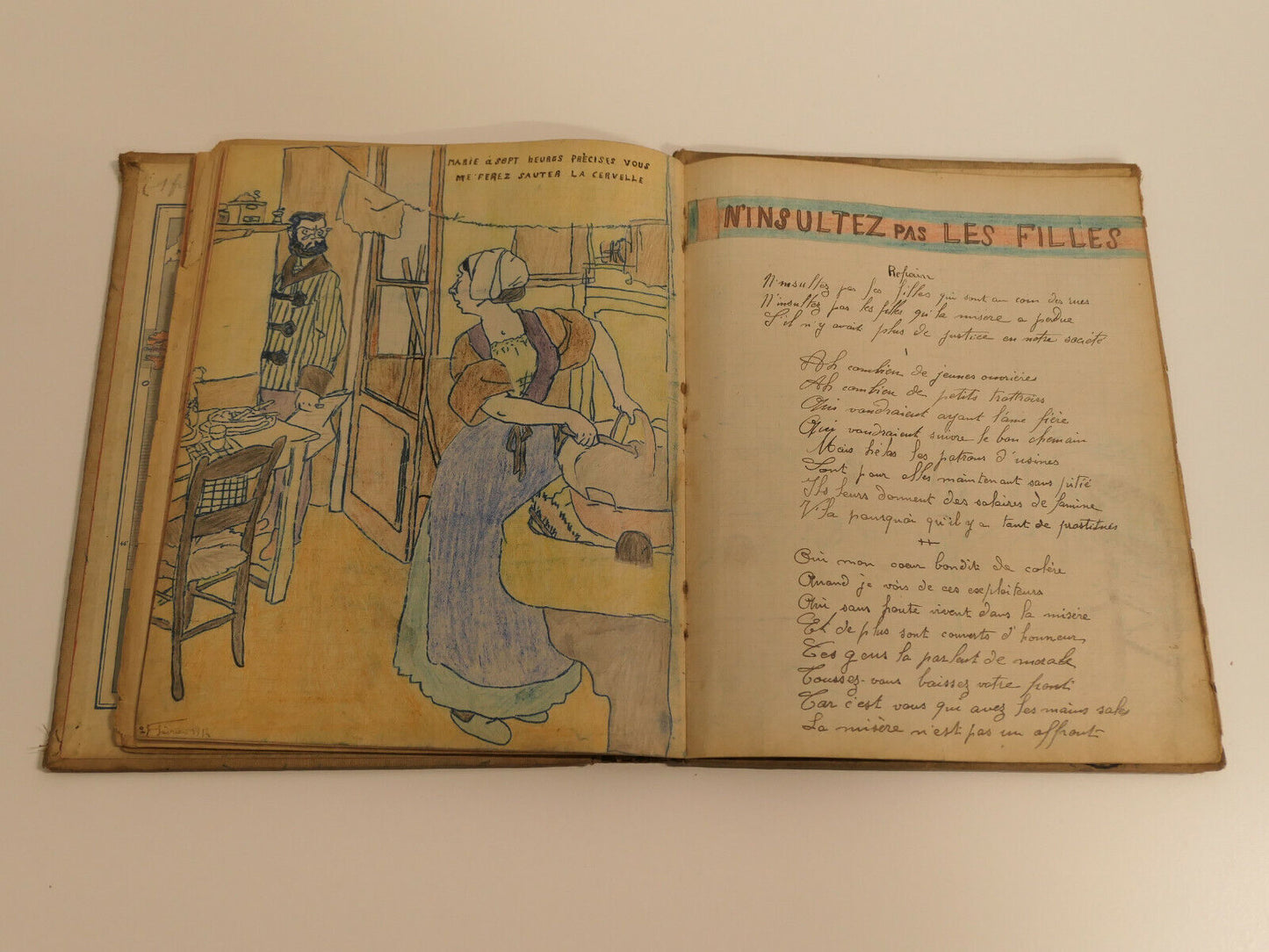 UNIQUE ANCIEN LIVRET CARNET DE CHANTS CHANSONS DESSINS SOLDAT INFANTERIE WWI