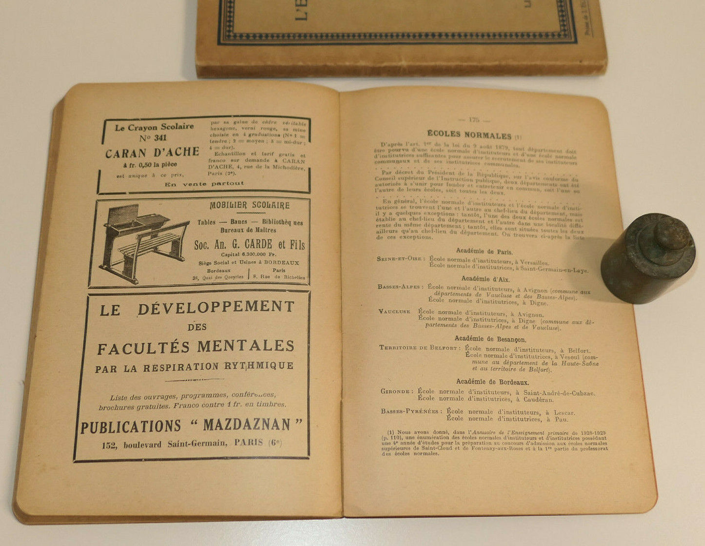 ANNUAIRE DE L'ENSEIGNEMENT PRIMAIRE 1928 1929 1930 / ARMAND COLIN
