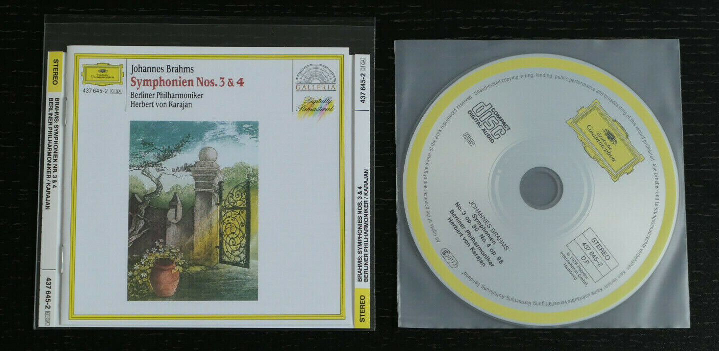 CD JOHANNES BRAHMS / SYMPHONIEN 3 & 4 / BERLINER PHILHARMONIKER / KARAJAN /