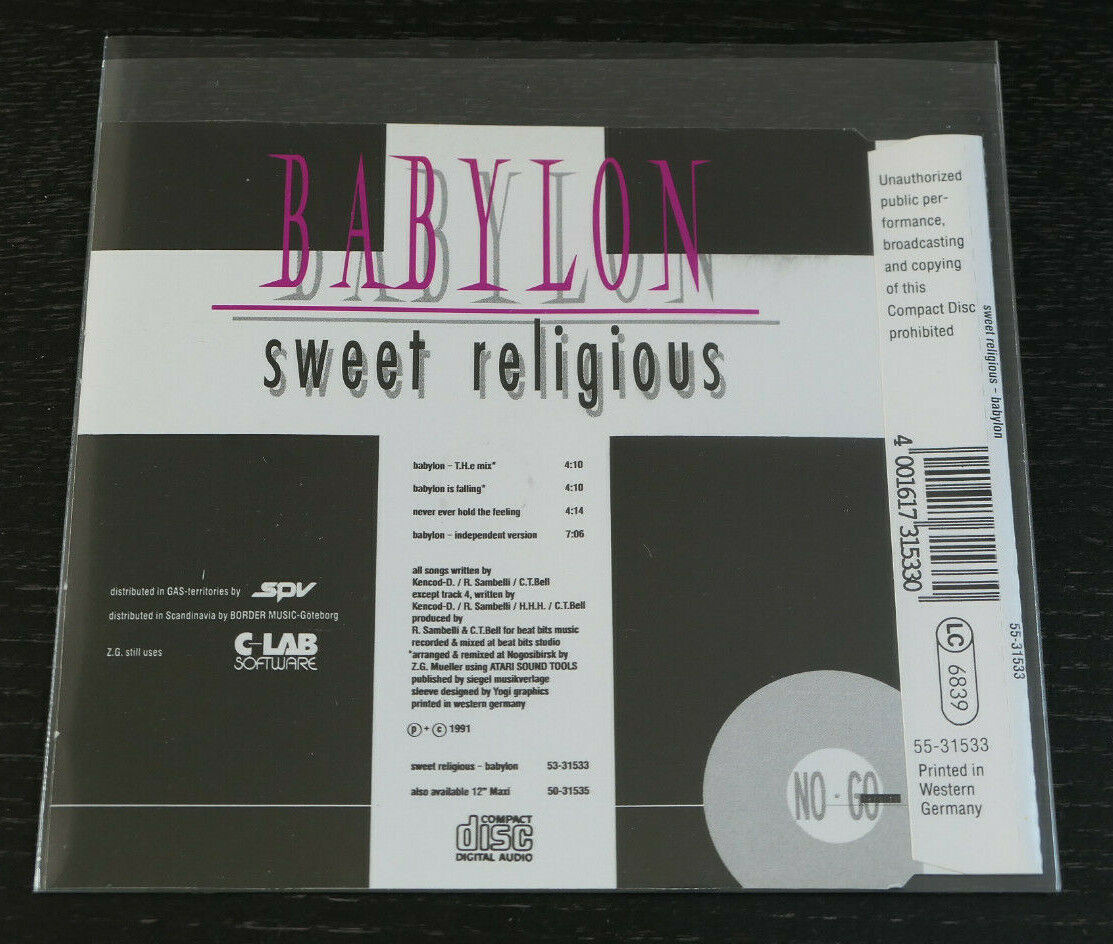 MAXI CD 4 TITRES / BABYLON / SWEET RELIGIOUS / 1991