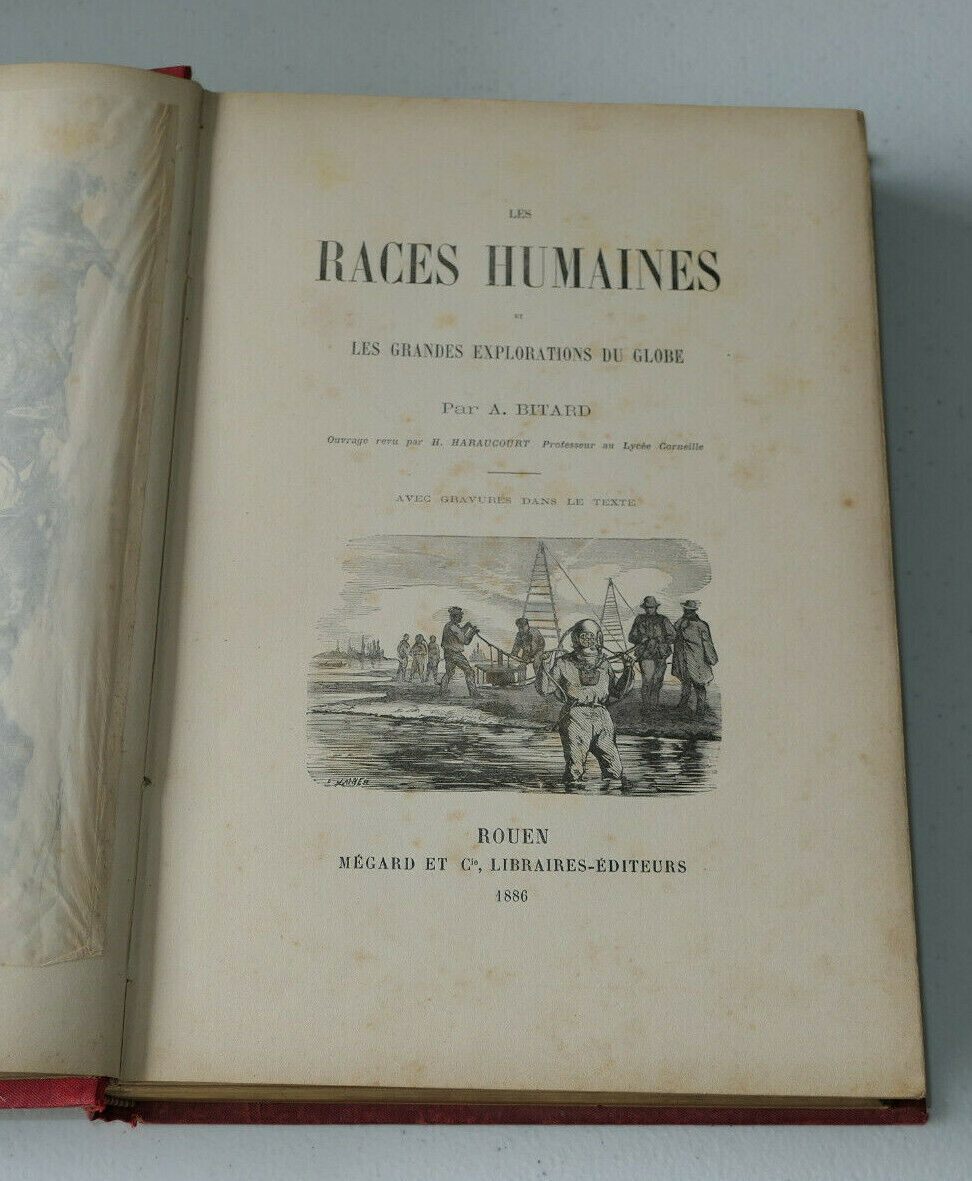 LES RACES HUMAINES / A. BITARD / MEGARD 1886 / RELIURE SIGNEE LANDRE