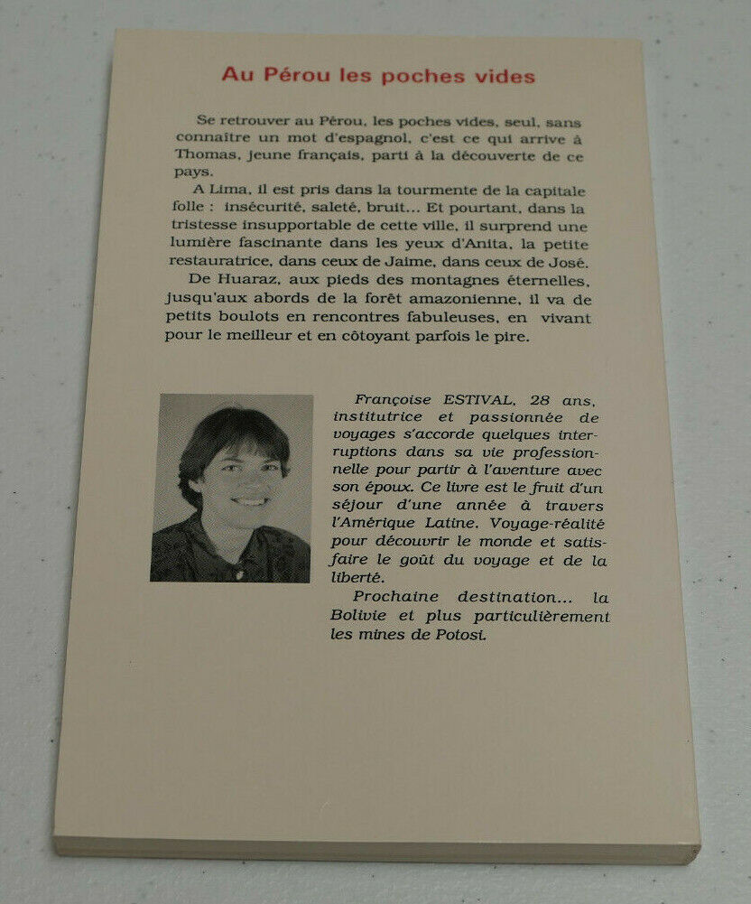 AU PEROU LES POCHES VIDES / FRANCOISE ESTIVAL / JEUNESSE L'HARMATTAN 1991 VOYAGE