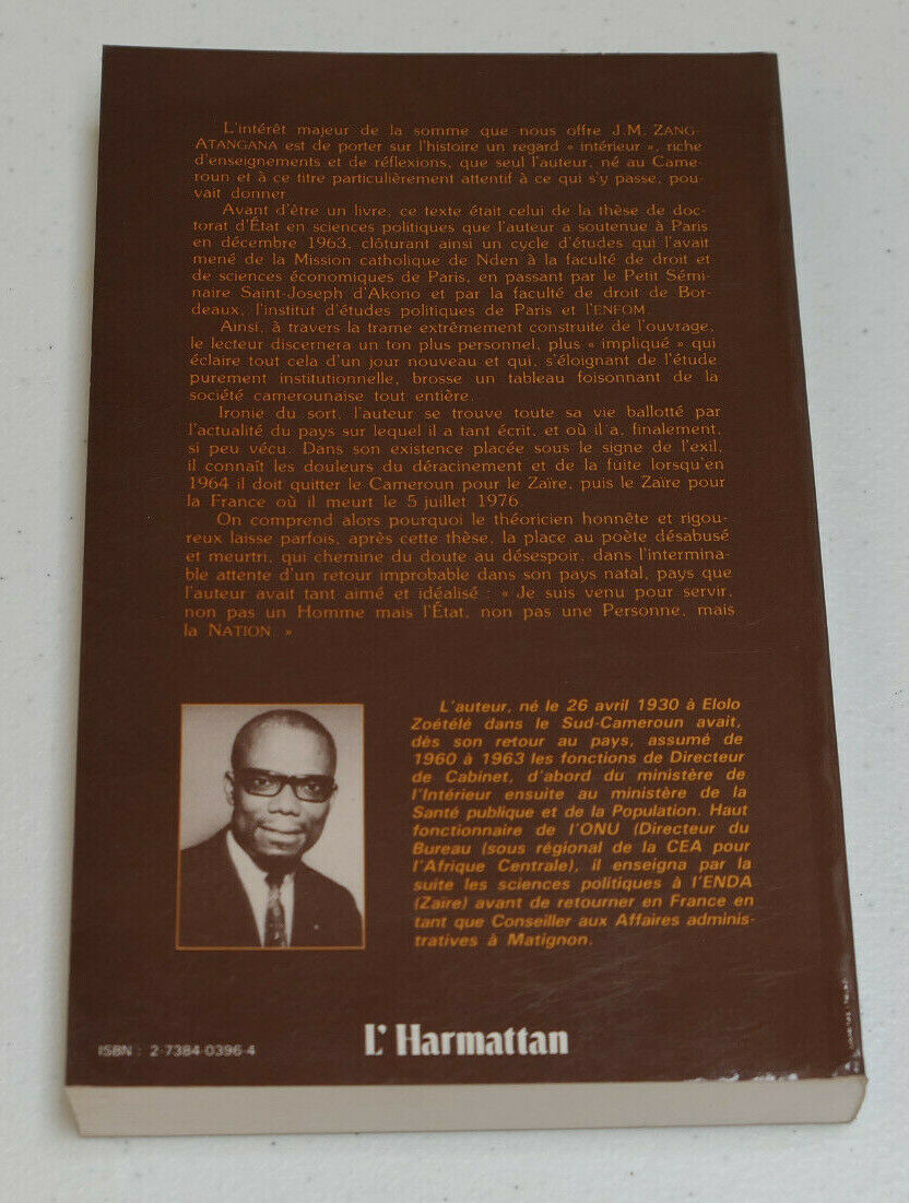 LES FORCES POLITIQUES AU CAMEROUN REUNIFIE / ZANG-ATANGANA / L'HARMATTAN 1989