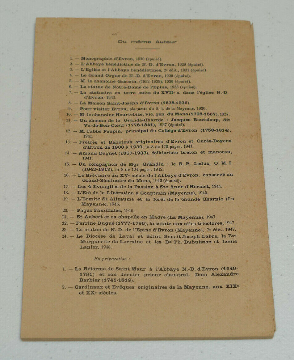 EVRON LA BASILIQUE ET L'ABBAYE BENEDICTINES LA VILLE / 1949 / PLAN ET GRAVURES