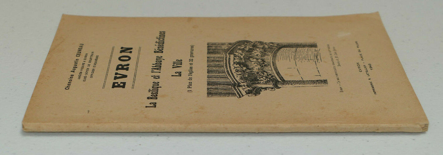 EVRON LA BASILIQUE ET L'ABBAYE BENEDICTINES LA VILLE / 1949 / PLAN ET GRAVURES