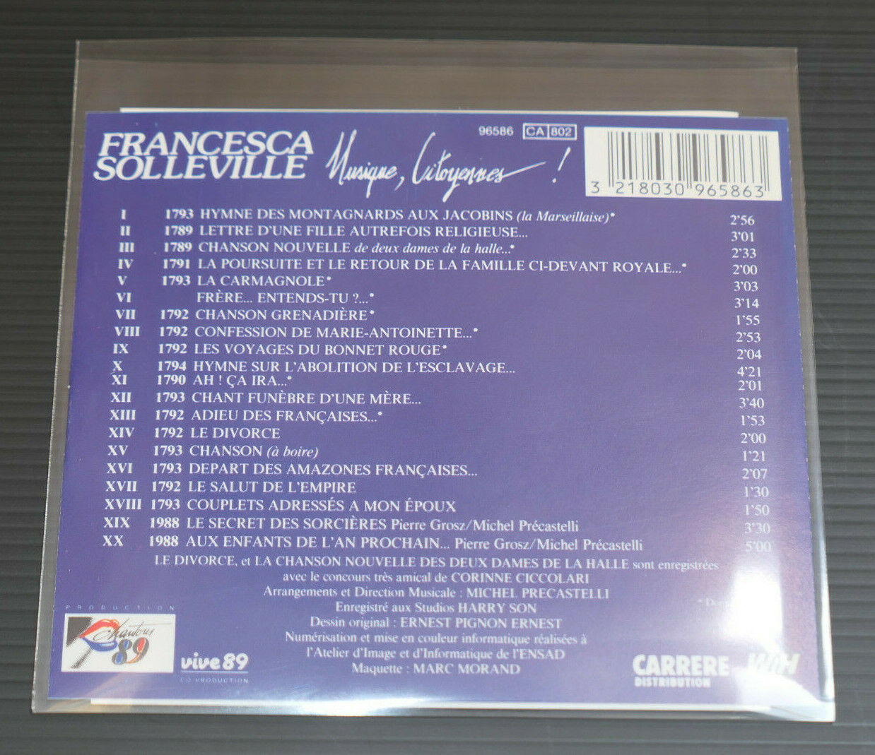 CD FRANCESCA SOLLEVILLE / MUSIQUE, CITOYENNES / CARRERE 96586 / 1989