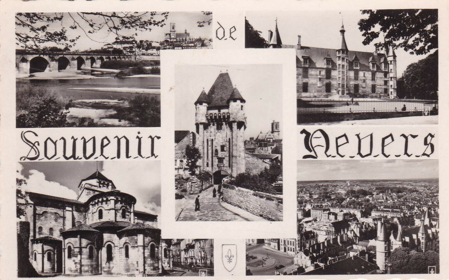 CARTE POSTALE CPSM NOIR & BLANC / SOUVENIR DE NEVERS MULTIVUE NIEVRE (1958)