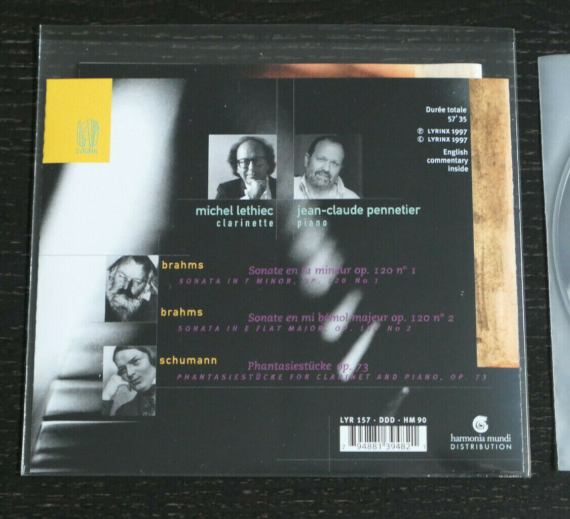CD BRAHMS SCHUMANN / MICHEL LETHIEC / JEAN-CLAUDE PENNETIER / LYRINX 1997