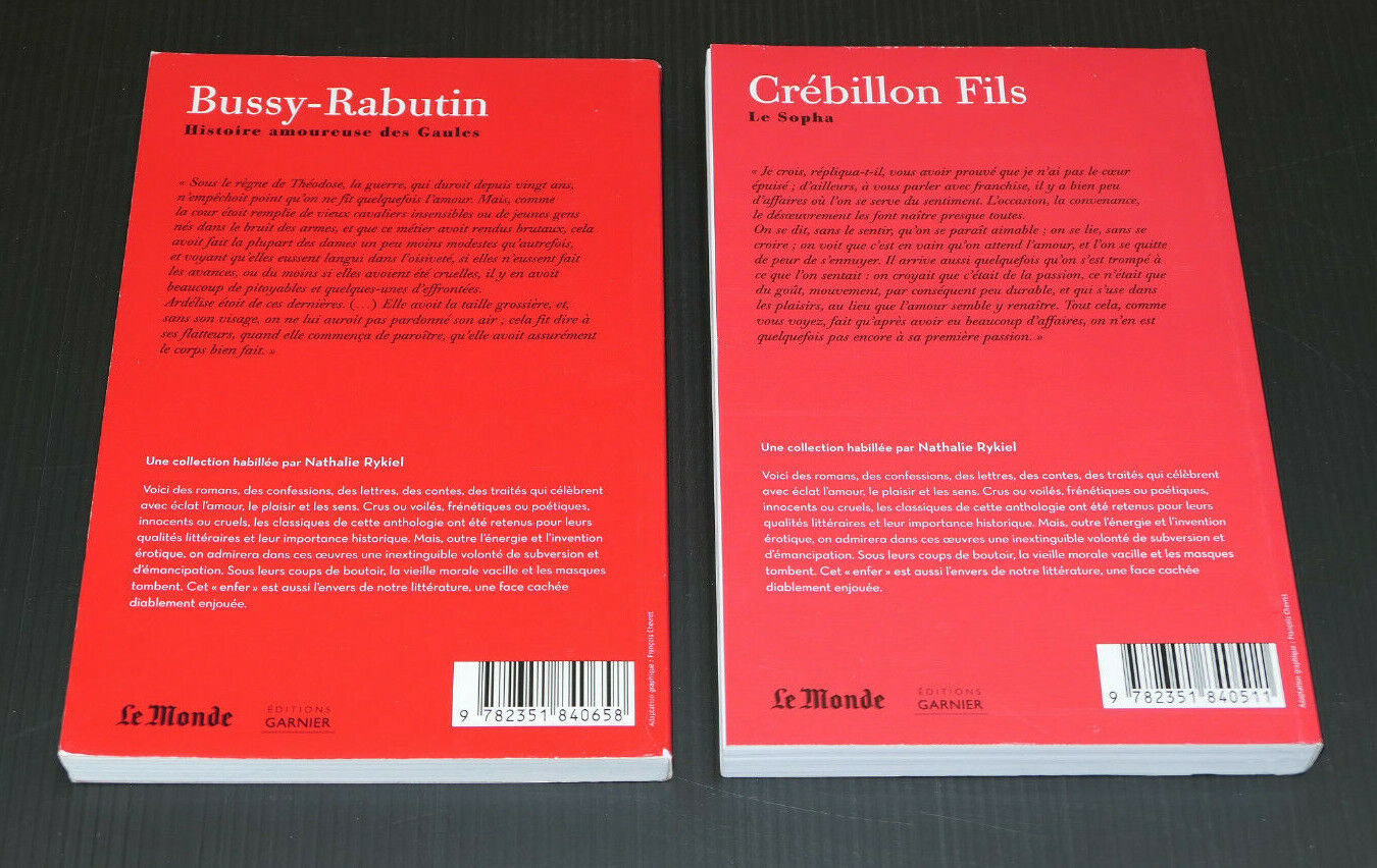 LOT DE 2 LIVRES LITTERATURE LIBERTINE / BUSSY-RABUTIN / CREBILLON FILS