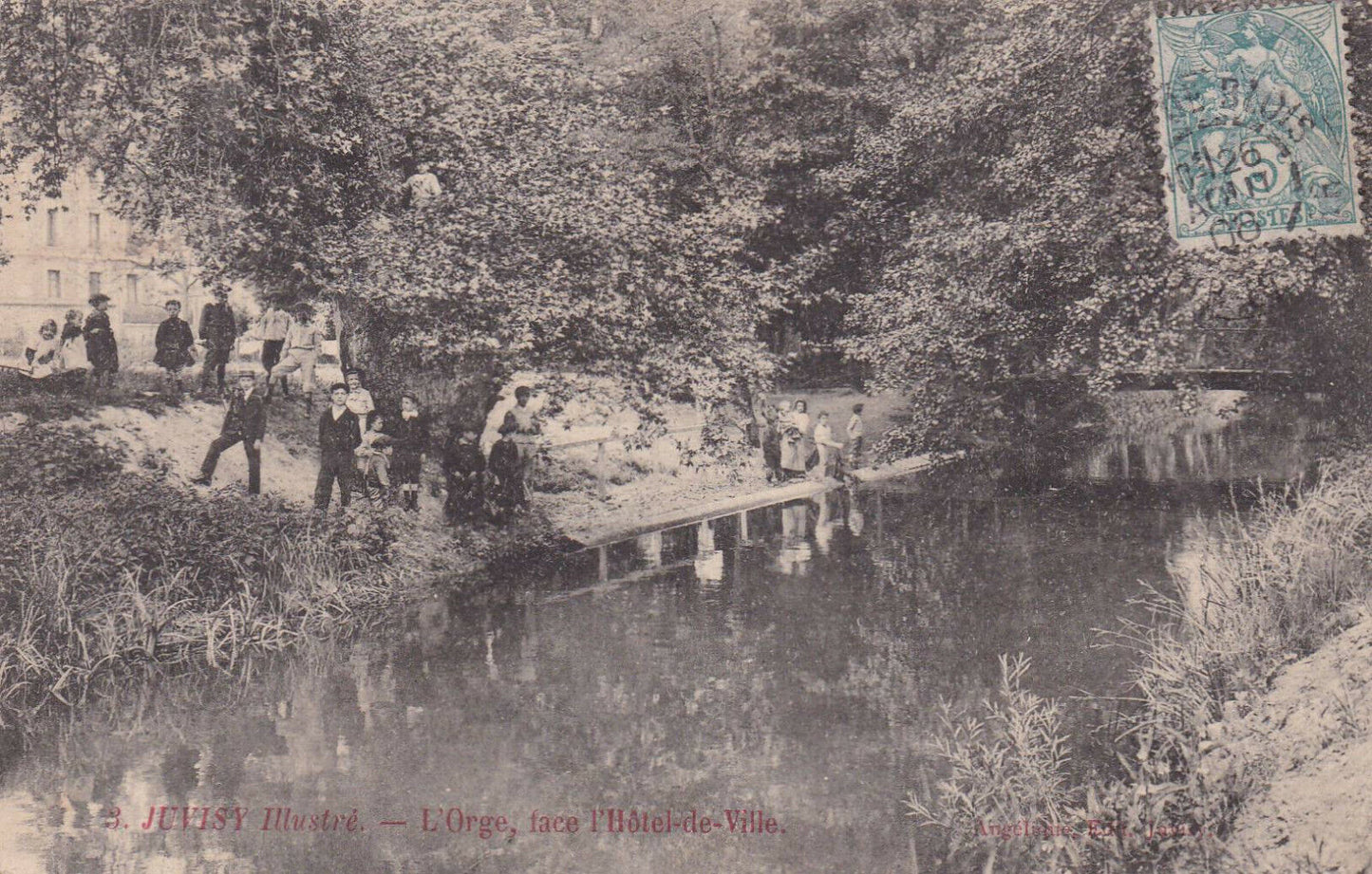CARTE POSTALE ANCIENNE CPA / JUVISY ILLUSTRE L'ORGE FACE L'HOTEL DE VILLE (1906)