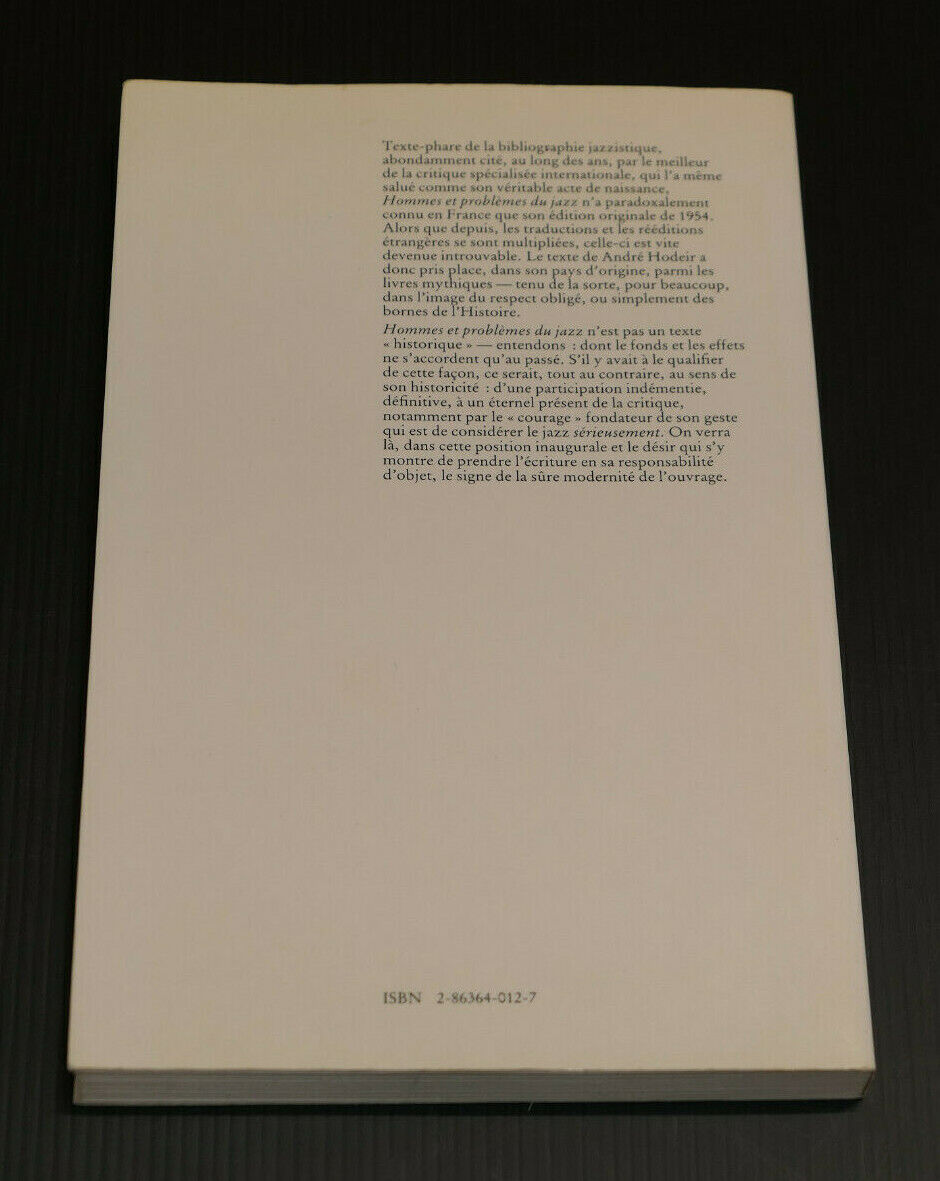 MEN AND PROBLEMS OF JAZZ / ANDRE HODEIR / PARENTHESES 1981
