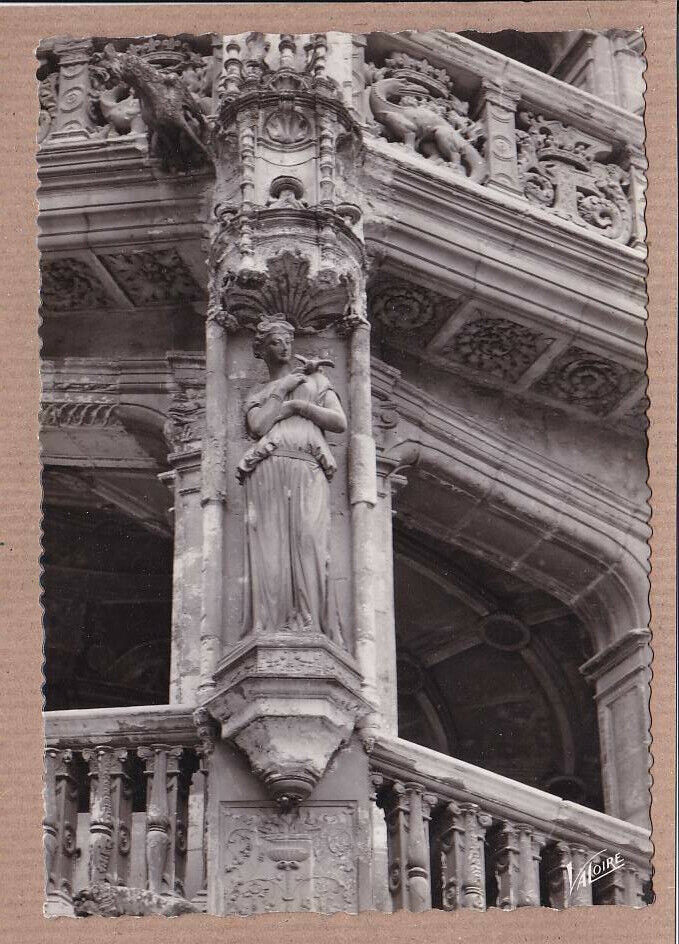 CPSM BLACK & WHITE POSTCARD / BLOIS LE CHATEAU DETAIL OF THE STAIRCASE