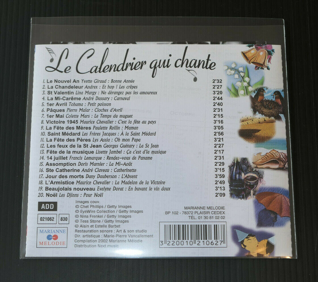 CD LE CALENDRIER QUI CHANTE / 20 CHANSONS AU FIL DE L'ANNEE / COMPILATION 2002
