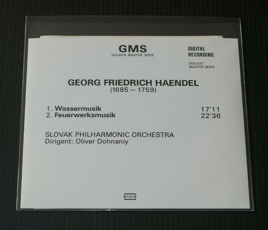 CD HAENDEL / SUITE WASSERMUSIK / OLIVER DOHNANIY / SLOVAK PHILHARMONIC ORCHESTRA