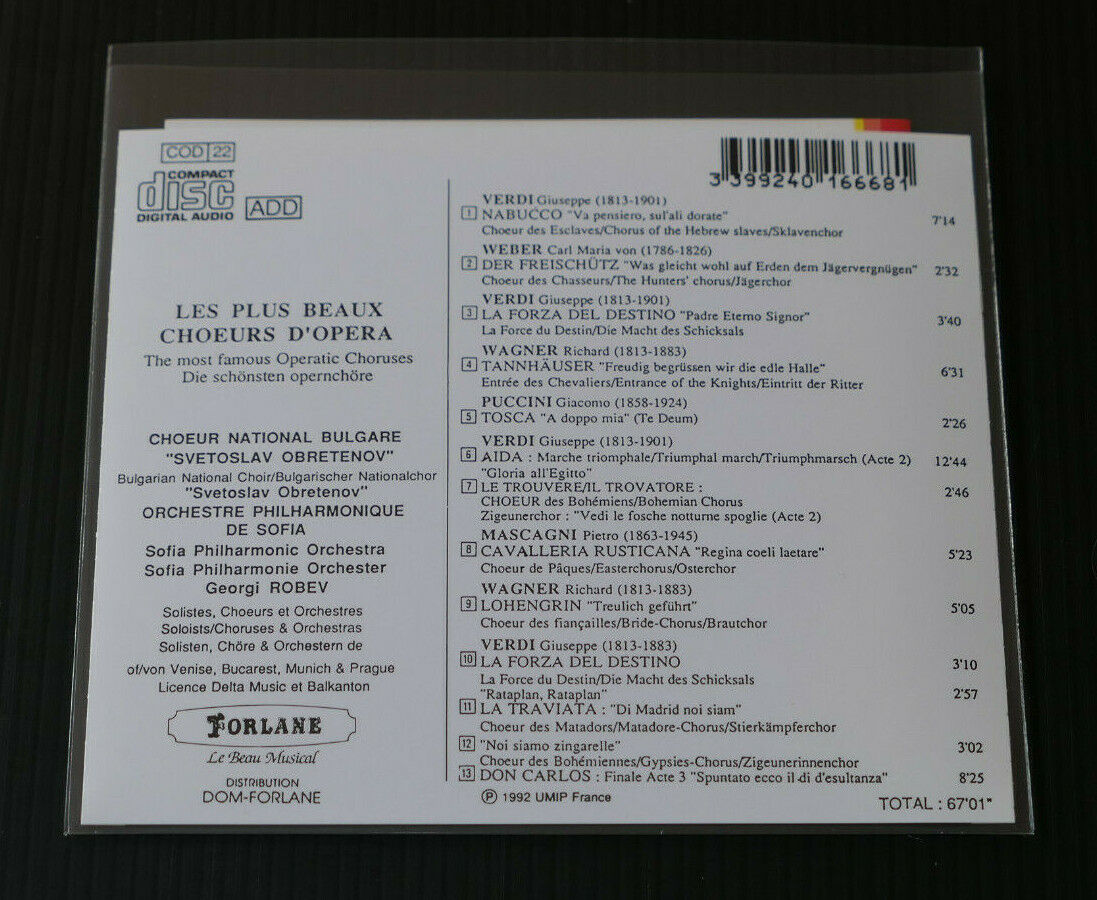 CD LES PLUS BEAUX CHOEURS D'OPERA / SOFIA PHILHARMONIC ORCHESTRA GEORGI ROBEV /