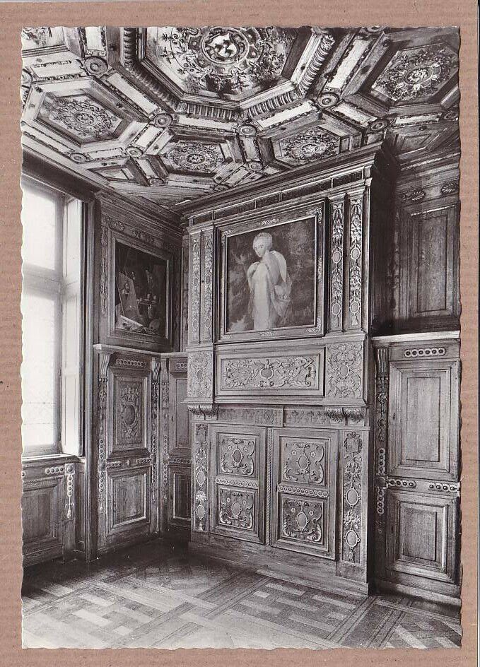 CPSM BLACK & WHITE POSTCARD / CELLETTES CHATEAU DE BEAUREGARD FIREPLACE