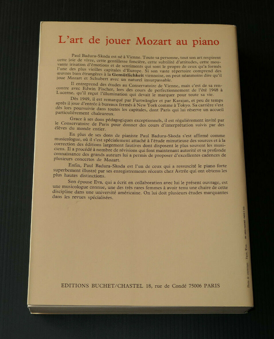 PAUL & EVA BADURA-SKODA / L'ART DE JOUER MOZART AU PIANO / DEDICACE / SIGNED