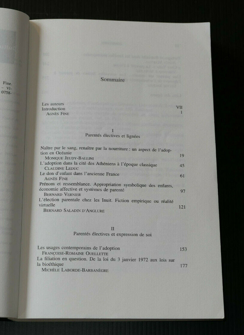 ADOPTIONS ETHNOLOGIE DES PARENTES CHOISIES / COLLECTIF AGNES FINE / FAMILLE 1998