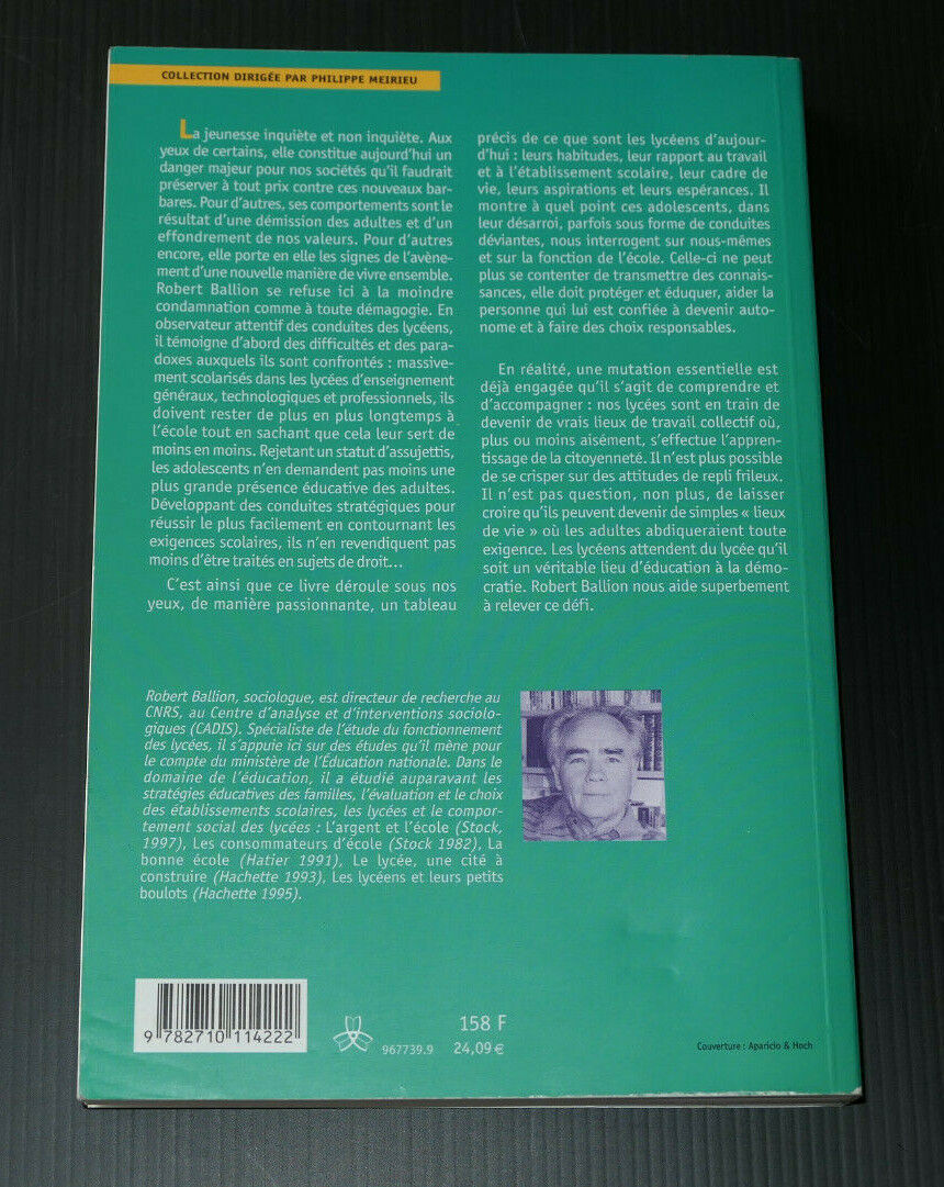LA DEMOCRATIE AU LYCEE / ROBERT BALLION / ESF 2000 / SOCIOLOGIE SCOLAIRE