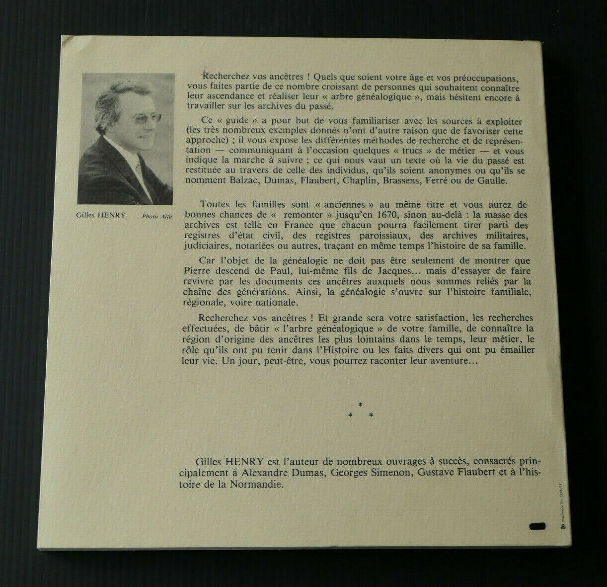 RECHERCHEZ VOS ANCETRES / GILLES HENRY / CHARLES CORLET 1982 / GENEALOGIE