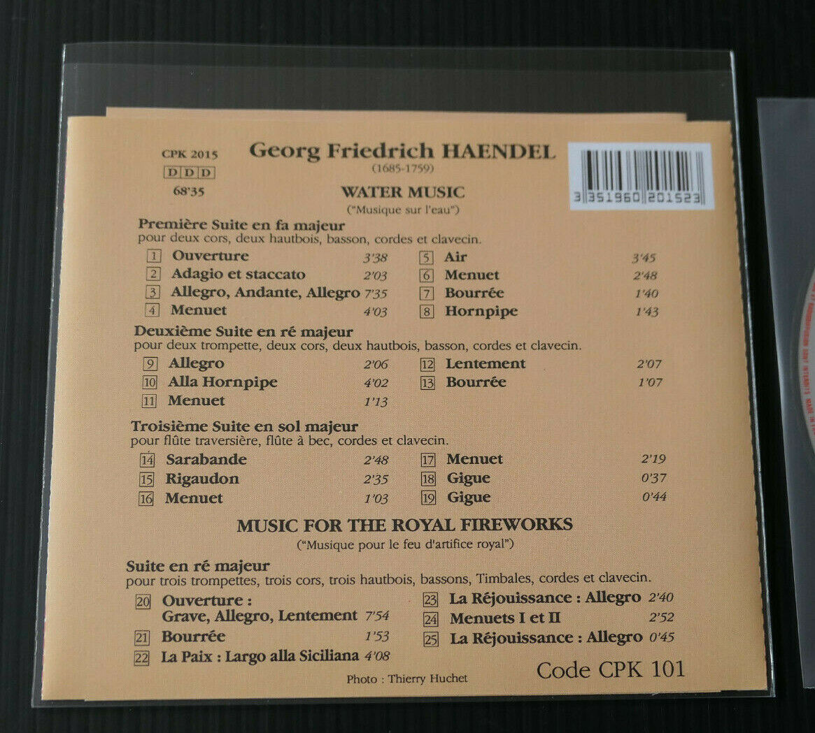 CD HAENDEL / WATER MUSIC ROYAL FIREWORKS MUSIC / ORCHESTRE PAUL KUENTZ