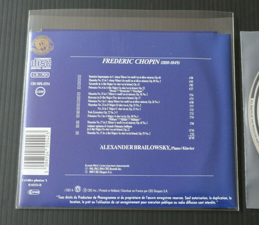 CD CHOPIN / ALEXANDER BRAILOWSKY / MAZURKAS POLONAISES & AUTRES PIECES / 1989