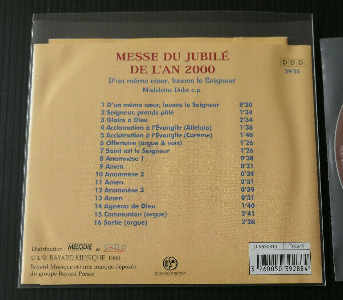 CD MESSE DU JUBILE DE L'AN 2000 / MADELEINE DUBE O.P. / BAYARD MUSIQUE 1999