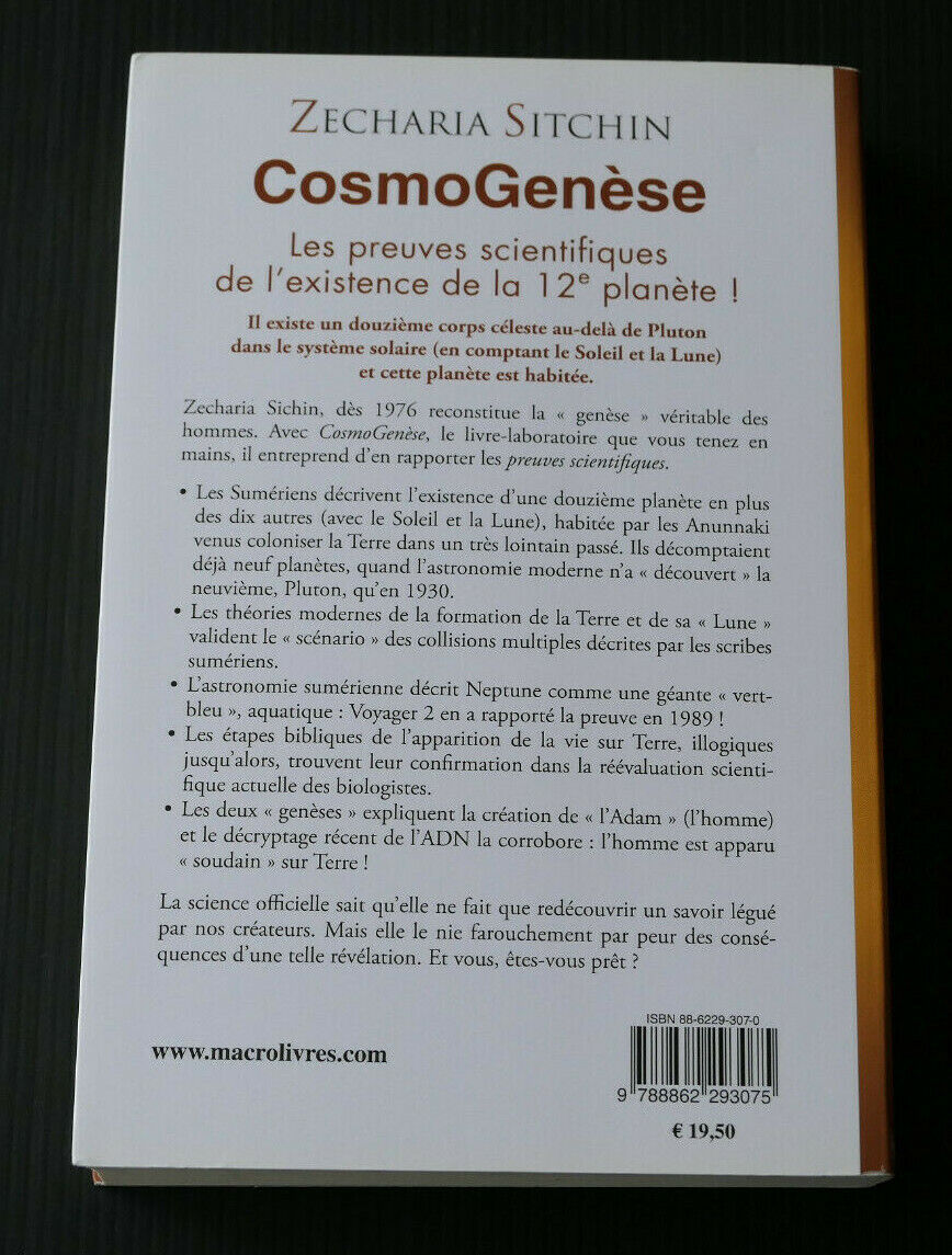 COSMOGENESE / ZECHARIA SITCHIN / ASTRONOMIE SUMERIEN SYSTEME SOLAIRE / 2012