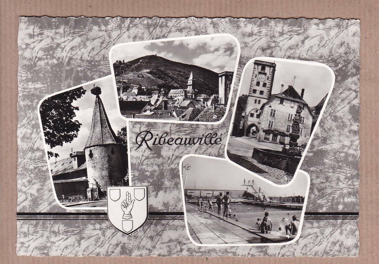 CPSM BLACK & WHITE POSTCARD / RIBEAUVILLE MULTIVIEW (1961)