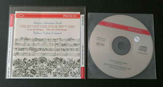 CD BACH / DIE KUNST DER FUGE BWV 1080 / KOLNER VIOLEN-CONSORT / PREZIOSO 1996