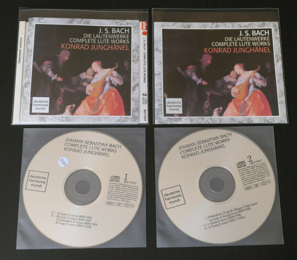 2CD BACH / COMPLETE LUTE WORKS / KONRAD JUNGHANEL / HARMONIA MUNDI 1990