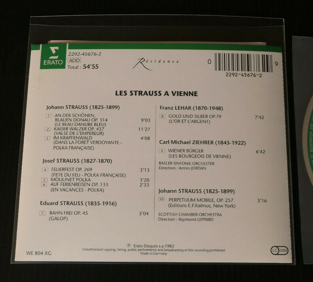 CD LES STRAUSS A VIENNE / ARMIN JORDAN / RAYMOND LEPPARD / ERATO RESIDENCE