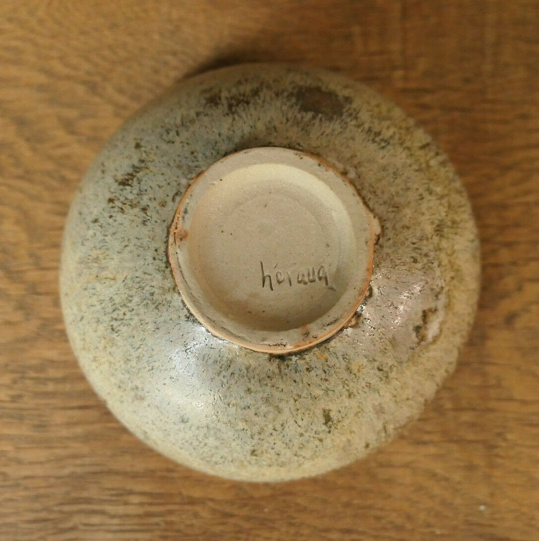 BOL EN GRES SIGNE ROBERT HERAUD CERAMIQUE FRENCH VINTAGE CERAMIC