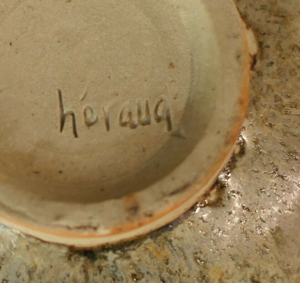 BOL EN GRES SIGNE ROBERT HERAUD CERAMIQUE FRENCH VINTAGE CERAMIC