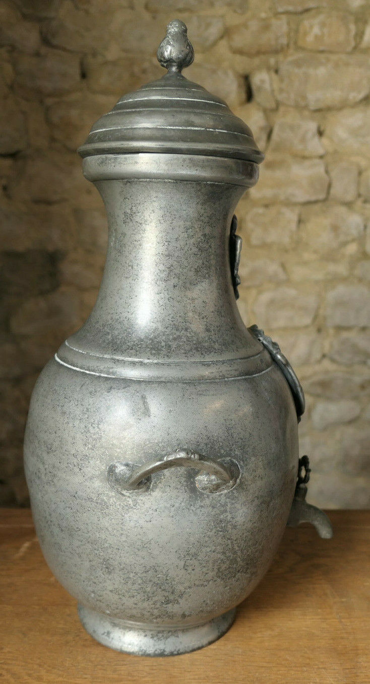 ANCIENNE GRANDE FONTAINE EN ETAIN 3 POINCONS A IDENTIFIER 50CM PEWTER FOUNTAIN