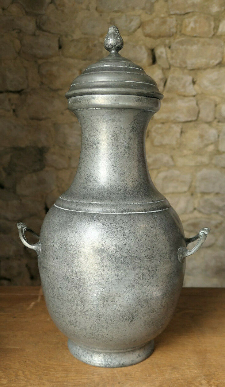 ANCIENNE GRANDE FONTAINE EN ETAIN 3 POINCONS A IDENTIFIER 50CM PEWTER FOUNTAIN