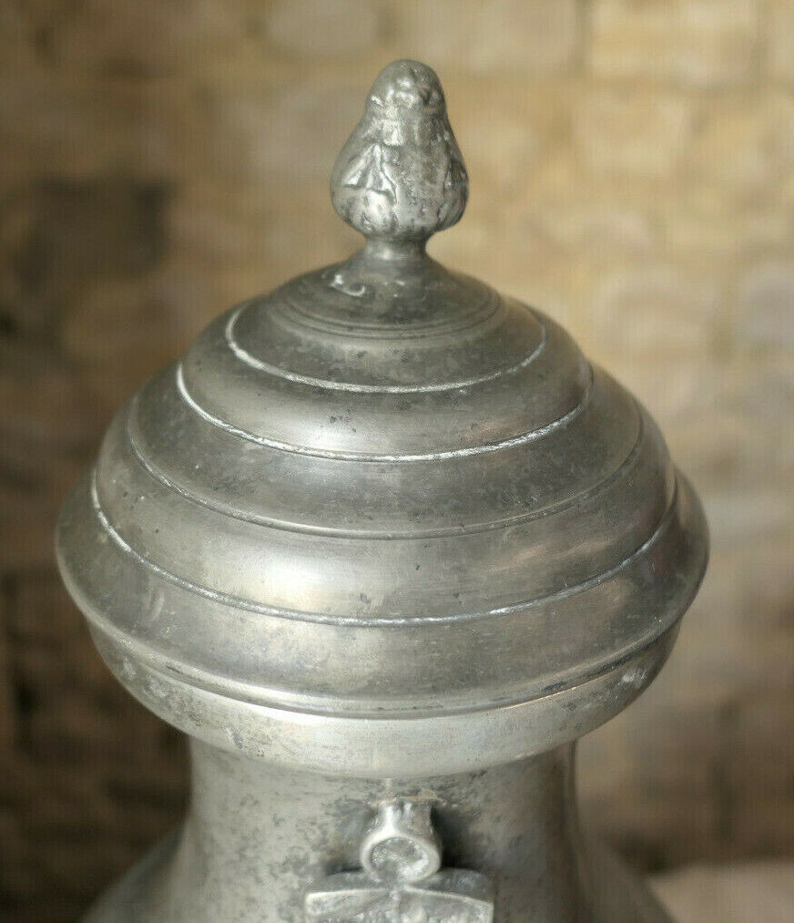 ANCIENNE GRANDE FONTAINE EN ETAIN 3 POINCONS A IDENTIFIER 50CM PEWTER FOUNTAIN