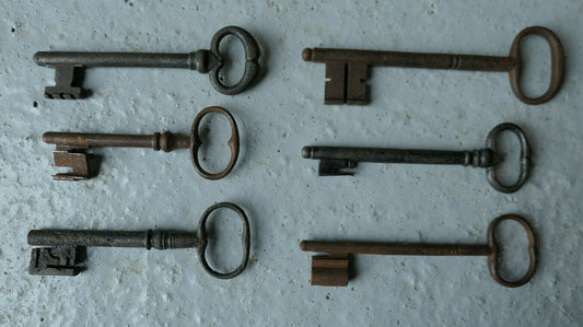 LOT DE 6 TRES ANCIENNES GRANDES CLES CLEFS CHATEAU XVIII XIX ANTIQUE KEYS DECO