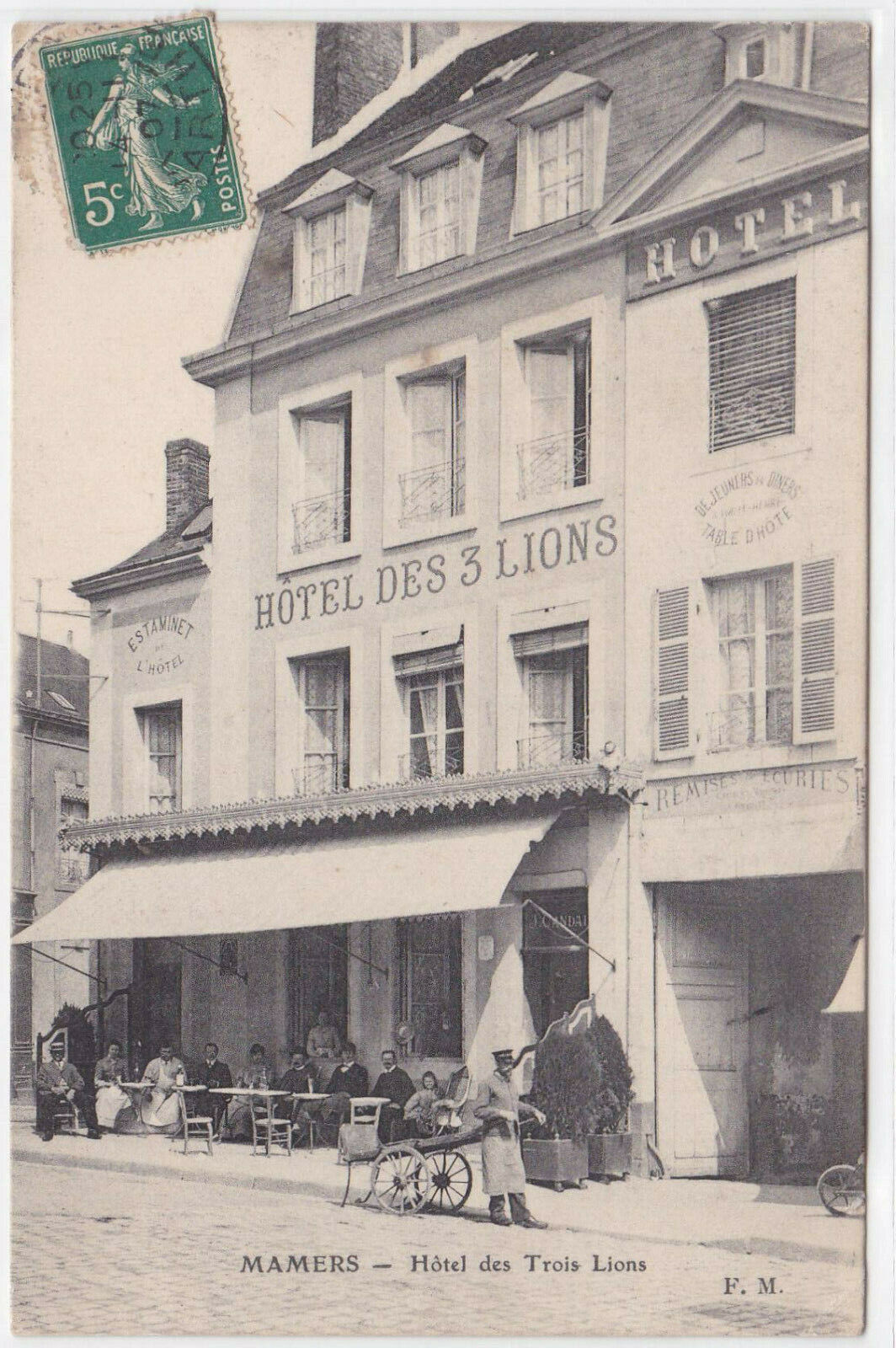 OLD POSTCARD CPA MAMERS HOTEL DES TROIS LIONS (1907)
