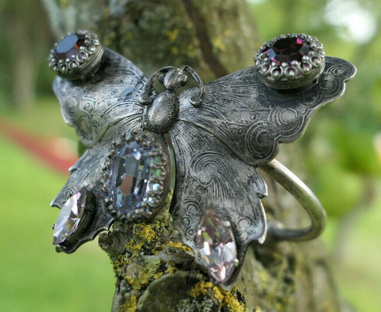 ANCIEN BRACELET ZOOMORPHE PAPILLON METAL ARGENTE EPOQUE 1930 BUTTERFLY JEWEL