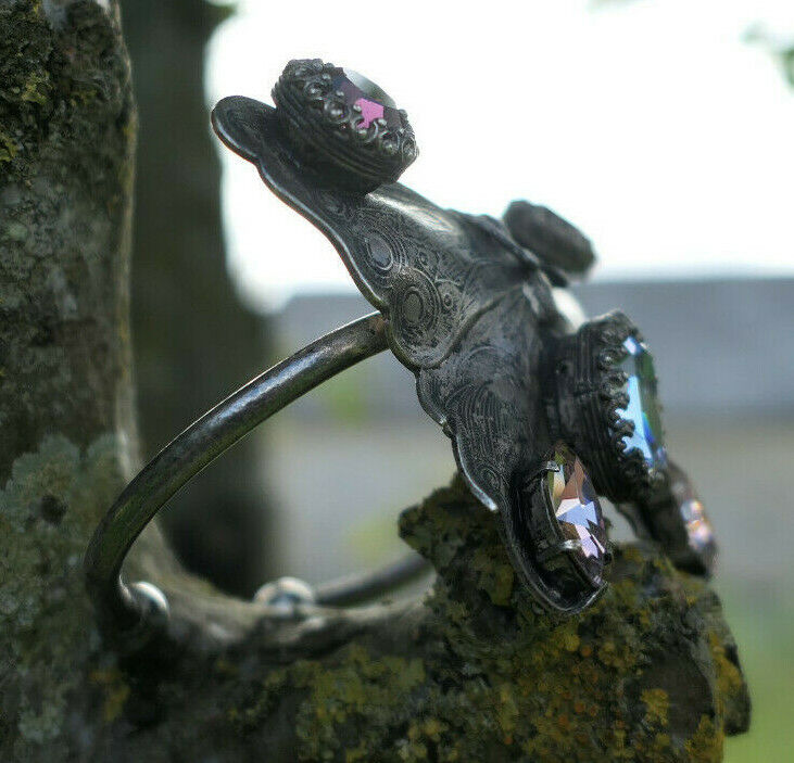 OLD ZOOMORPH BUTTERFLY BRACELET SILVER METAL PERIOD 1930 BUTTERFLY JEWEL