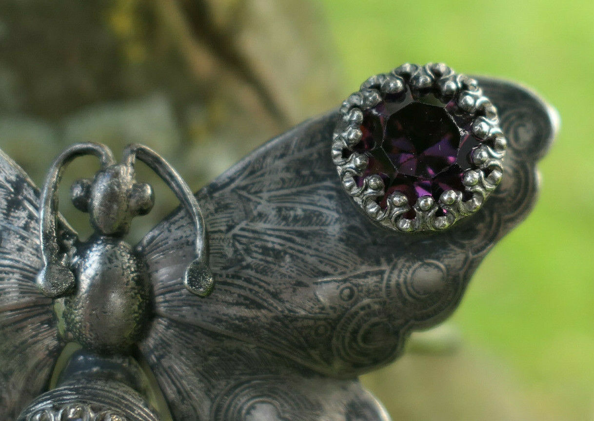 OLD ZOOMORPH BUTTERFLY BRACELET SILVER METAL PERIOD 1930 BUTTERFLY JEWEL
