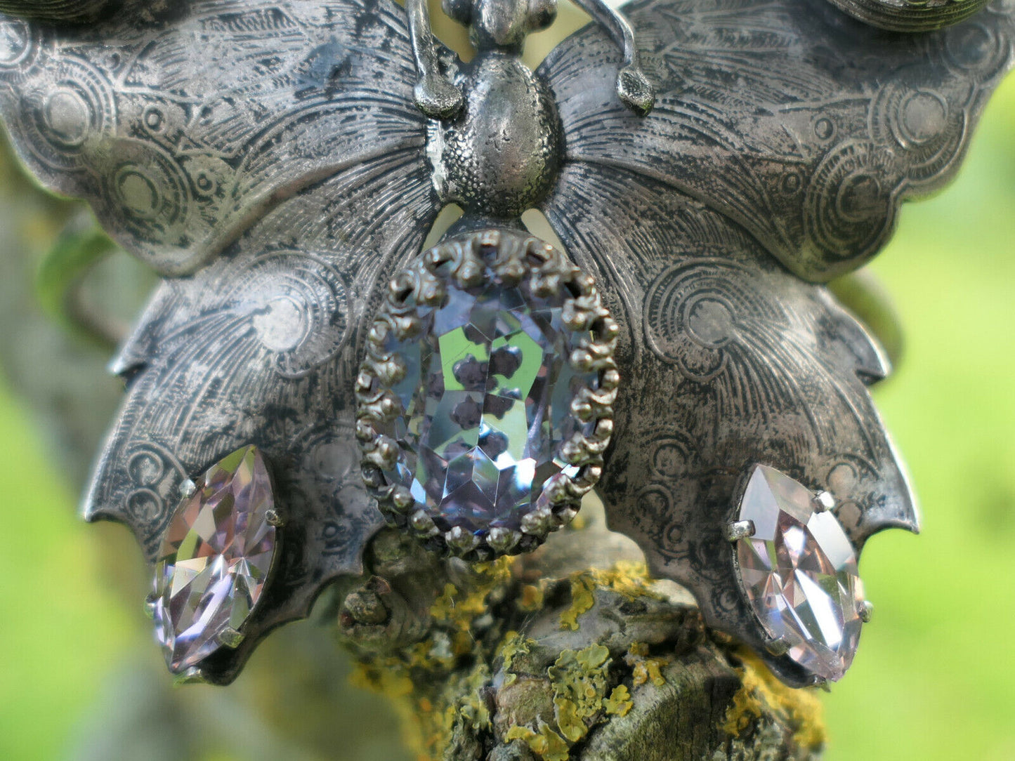 OLD ZOOMORPH BUTTERFLY BRACELET SILVER METAL PERIOD 1930 BUTTERFLY JEWEL