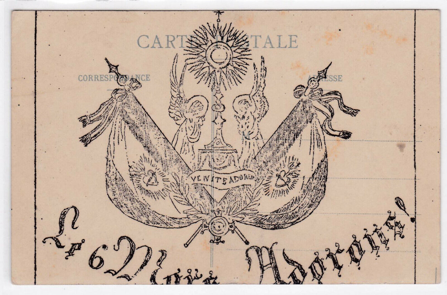 OLD POSTCARD CPA LE FRESNE-CAMILLY L'EGLISE STAMP LENT MARCH 6