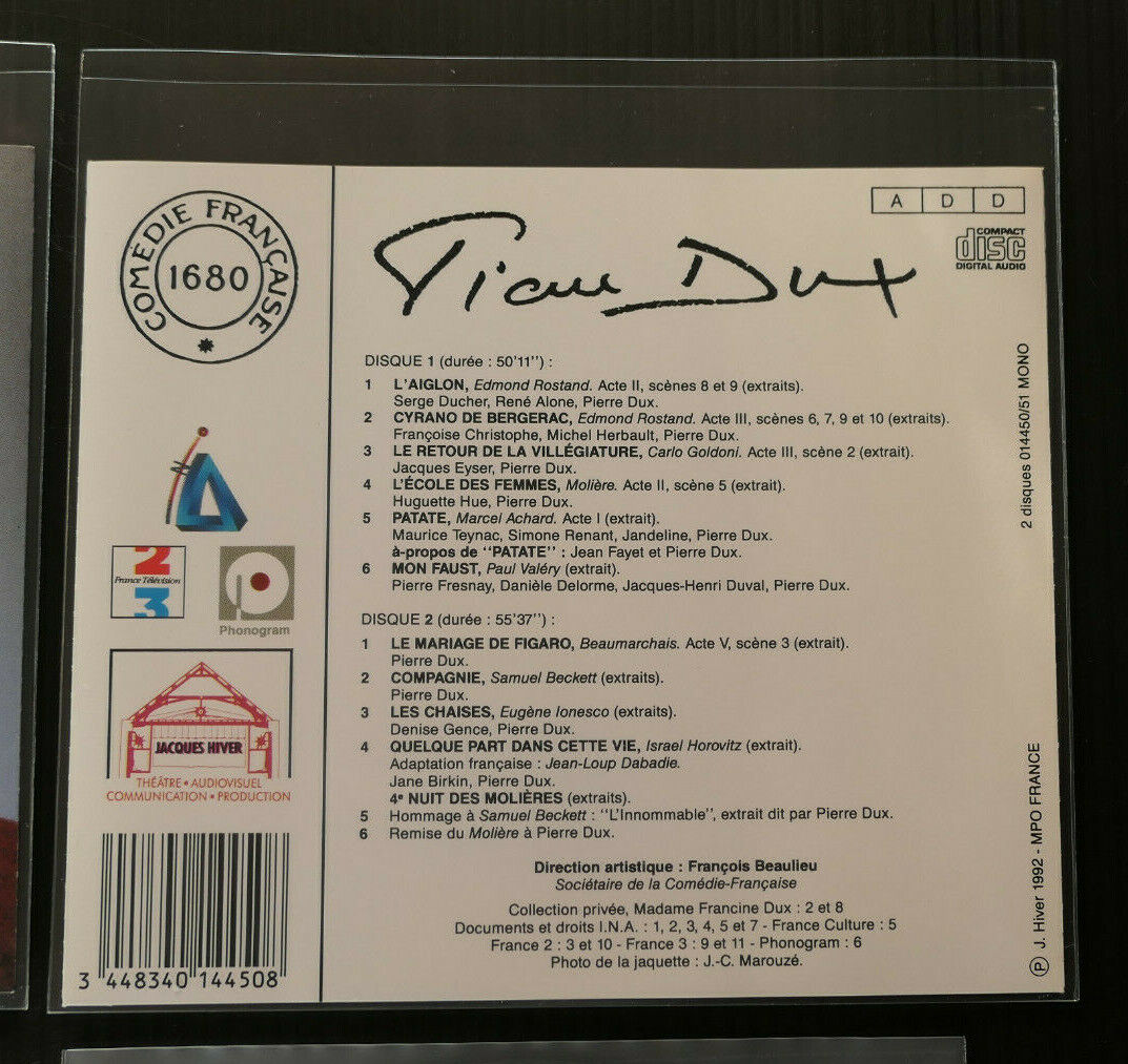 2CD PIERRE DUX / THEATRE COMEDIE FRANCAISE / 1992