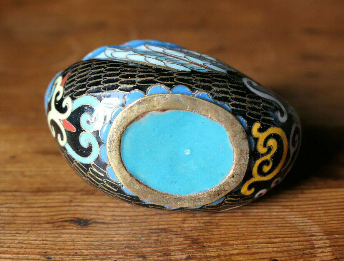SUJET VINTAGE CYGNE EN LAITON ET EMAIL CLOISONNE EMAUX DECO
