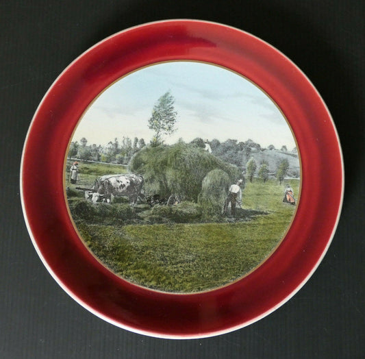 ANCIENNE ASSIETTE DECORATIVE SARREGUEMINES FRANCE LA FENAISON N°6