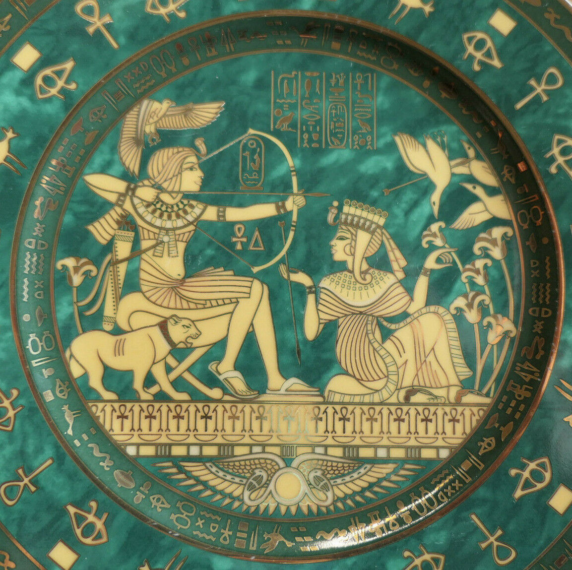 ASSIETTE DECORATIVE EGYPTE PORCELAINE LIMOGES FM FATHI MAHMOUD MADE IN EGYPT