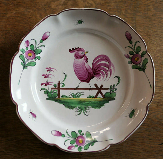 ASSIETTE EN FAIENCE COQ DECOR STRASBOURG FAIT MAIN